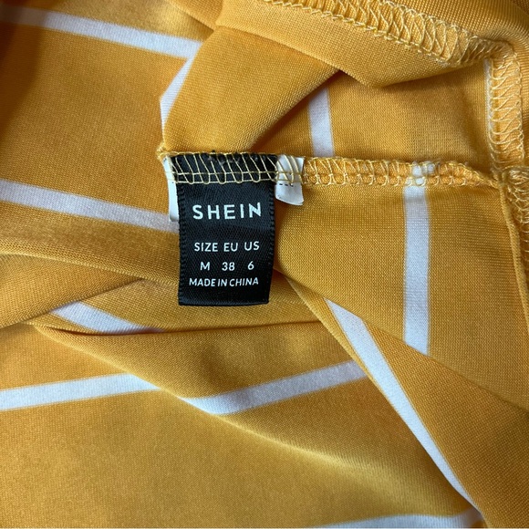 SHEIN Tube Top Women’s Medium Yellow & White Striped Casual - Picture 4 of 4